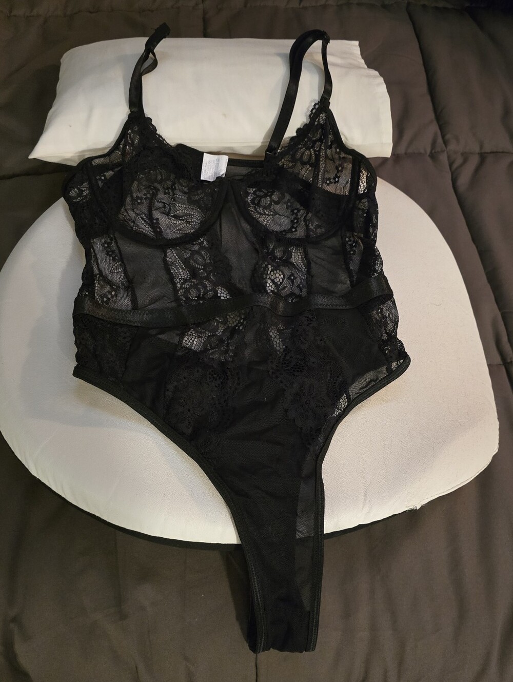Black Lace Sheer Bodysuit - Women's Intimates